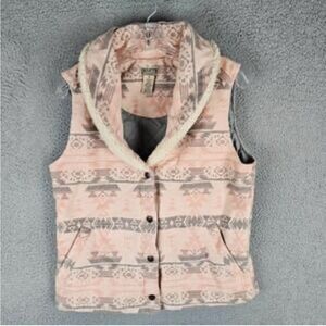Duluth Trading Co Pink and Gray Geometric Vest Sz xxl